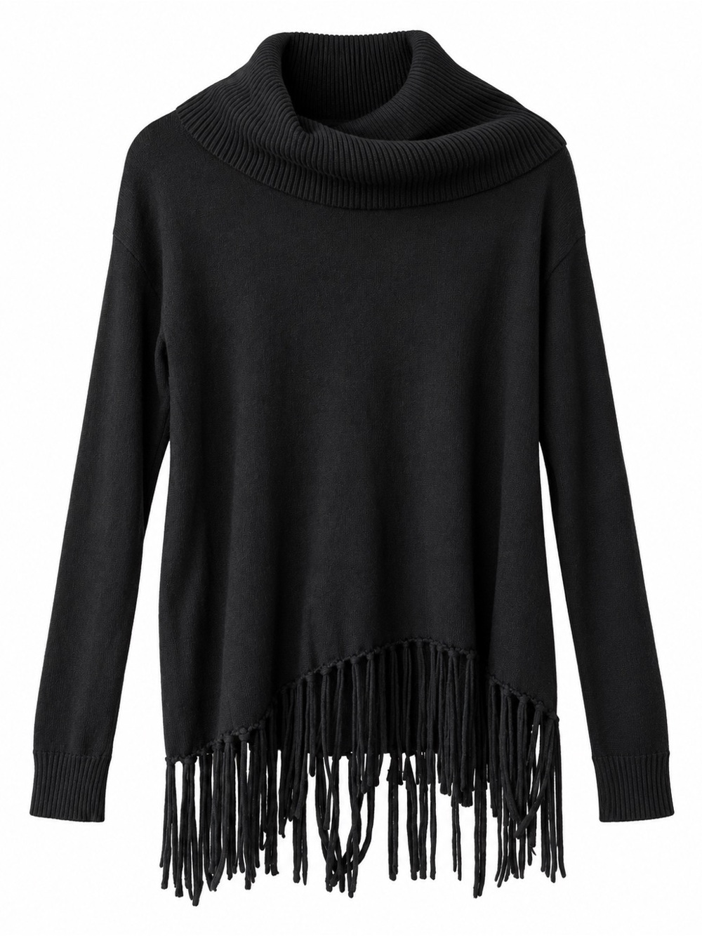 Michael Kors Black Fringe Cowl Neck Sweater